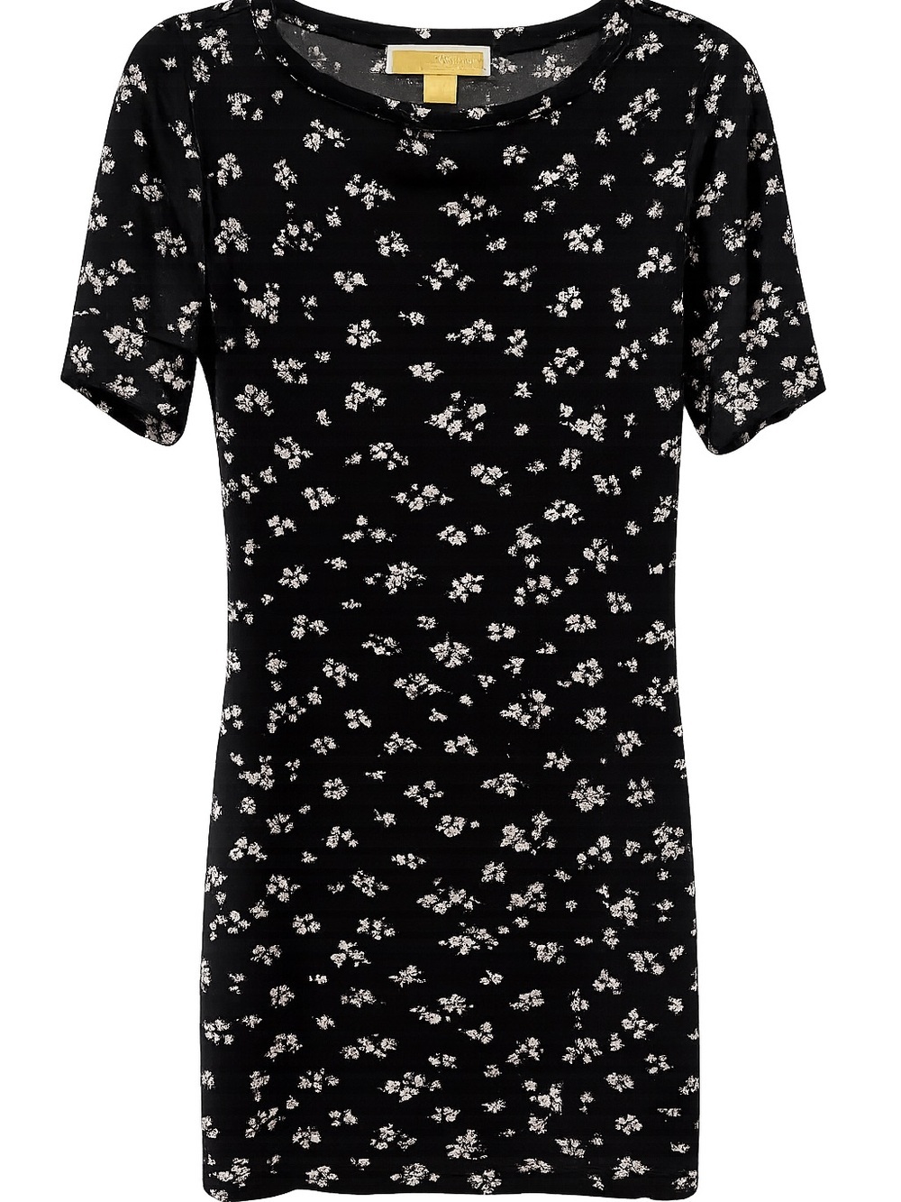Michael Michael Kors Black Floral Shift Dress XS Stretch Short Sleeve